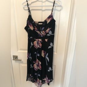 Spaghetti Strap Black Floral Dress